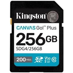 Tarjeta de Memoria Kingston CANVAS Go! Plus 256GB SD XC/ Clase 10/ 200MBs