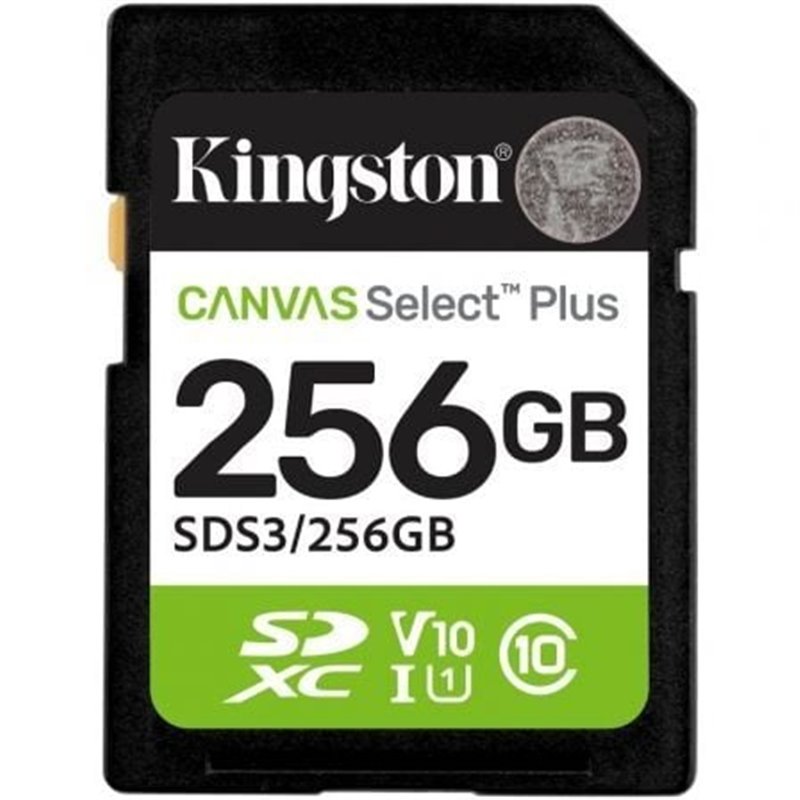 Tarjeta de Memoria Kingston CANVAS Select Plus 256GB SD XC/ Clase 10/ 150MBs