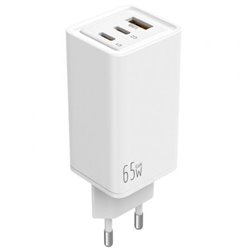 Cargador de Pared GaN Leotec LECSPH65W3W/ 2xUSB Tipo-C/ 1xUSB/ 65W