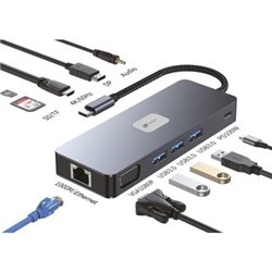 Docking USB Tipo-C Leotec LEDS03/ 3xUSB/ 1xUSB Tipo-C PD/ 1xHDMI 4K/ 1xDisplayPort/ 1xVGA/ 1xAudio/ 1xRJ45/ 1xLector Tarjetas SD