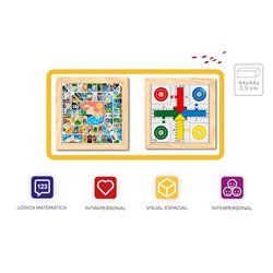 TABLERO PARCHIS-OCA CRISTAL MARCO MADERA 44x44 cm