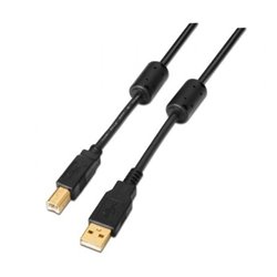 Cable USB 2.0 Impresora Aisens A101-0009/ USB Tipo-B Macho - USB Macho/ 2m/ Negro