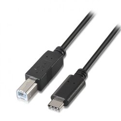 Cable USB 2.0 Impresora Aisens A107-0053/ USB Tipo-C Macho - USB Tipo-B Macho/ 480Mbps/ 1m/ Negro