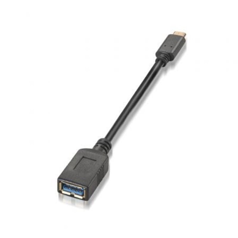 Cable USB 3.1 Tipo-C Aisens A107-0062/ USB Tipo-C Macho - USB Hembra/ 5Gbps/ 15cm/ Negro