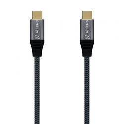 Cable USB 3.2 Tipo-C Aisens A107-0634 20GBPS 5A 100W/ USB Tipo-C Macho - USB Tipo-C Macho/ Hasta 100W/ 20Gbps/ 2m/ Gris