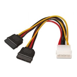Cable Duplicador de Alimentaci�n Aisens A131-0161/ Molex 4 PIN Macho - 2x SATA Hembra/ Hasta 54W/ 20cm