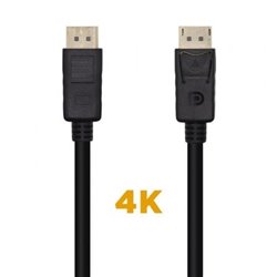 Cable DisplayPort 1.2 4K Aisens A124-0455/ DisplayPort Macho - DisplayPort Macho/ 1m/ Negro
