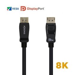 Cable DisplayPort 1.4 8K Aisens A149-0432/ DisplayPort Macho - DisplayPort Macho/ 2m/ Certificado/ Negro