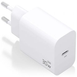 Cargador de Pared GaN Aisens A110-0940/ 1xUSB Tipo-C/ 30W/ Blanco