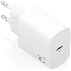 Cargador de Pared GaN Aisens A110-0950/ 1xUSB Tipo-C/ 30W/ Blanco