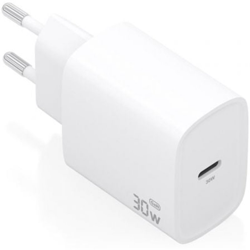 Cargador de Pared GaN Aisens A110-0950/ 1xUSB Tipo-C/ 30W/ Blanco
