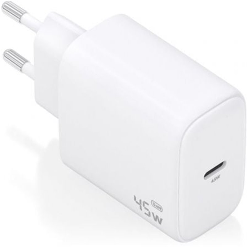 Cargador de Pared GaN Aisens A110-0969/ 1xUSB Tipo-C/ 45W/ Blanco