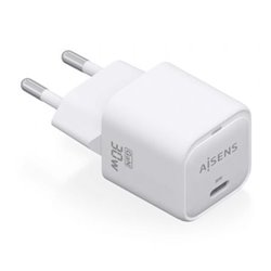 Cargador de Pared GaN Aisens ASCH-30W1P018-W/ 1xUSB Tipo-C/ 30W