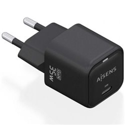 Cargador de Pared GaN Aisens ASCH-35W1P023-BK/ 1xUSB Tipo-C/ 35W