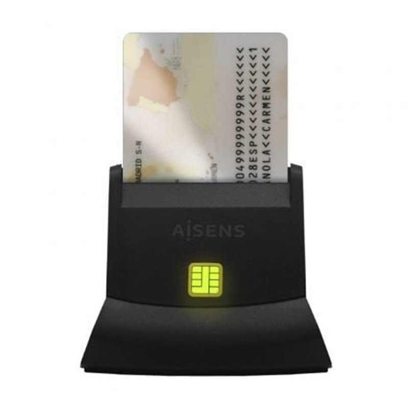 Lector de DNI y Tarjetas Aisens ASCR-SN05-BK/ USB 2.0/ Negro