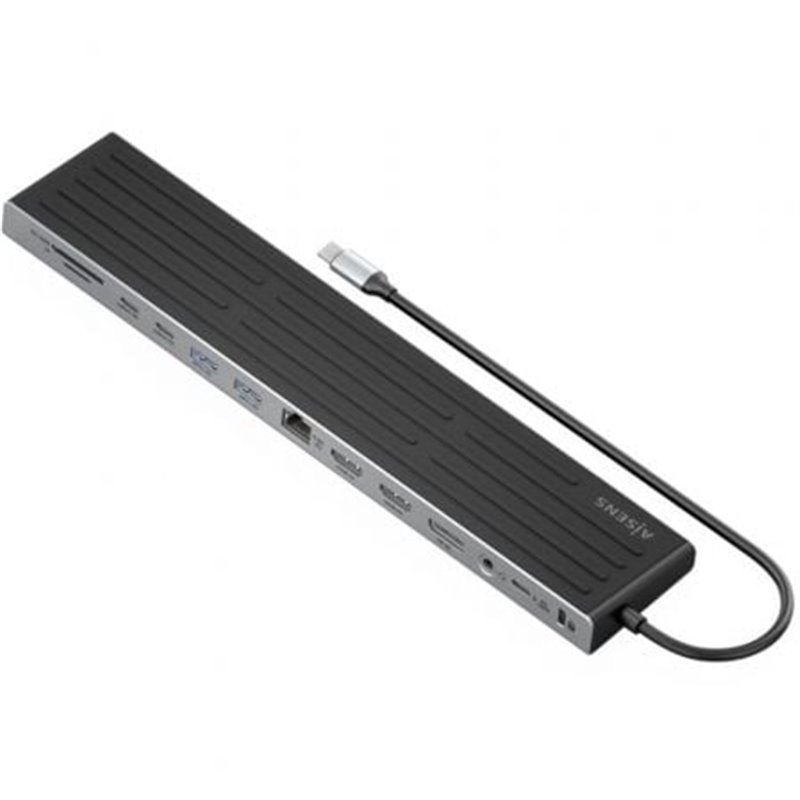 Docking USB Tipo-C Aisens ASUC-13P042-GR/ 2xUSB Tipo-C/ 1xUSB Tipo-C PD/ 2xUSB/ 2xHDMI/ 1xDisplayPort/ 1xLector de Tarjetas/ 1xJ