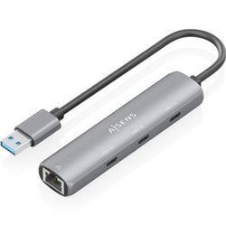 Hub USB Aisens ASUC-4P037-GR/ 3xUSB Tipo-C/ 1xRJ45/ Gris