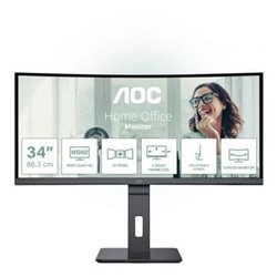 Monitor Profesional Curvo AOC CU34P3CV 34"/ WQHD/ Multimedia/ Regulable en altura/ Negro