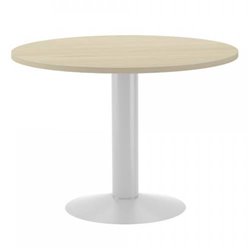 MESA DE REUNIONES REDONDA 100CM DE DIAMETRO. ALTURA 72CM. COLOR: PATA METALICA BLANCA / TABLERO HAYA ROCADA 3005ATW01