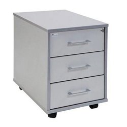 CAJONERA BUCK MOVIL 3 CAJONES. COLOR: ESTRUCTURA ALUMINIO / FRONTAL GRIS ROCADA 4003AB02V24