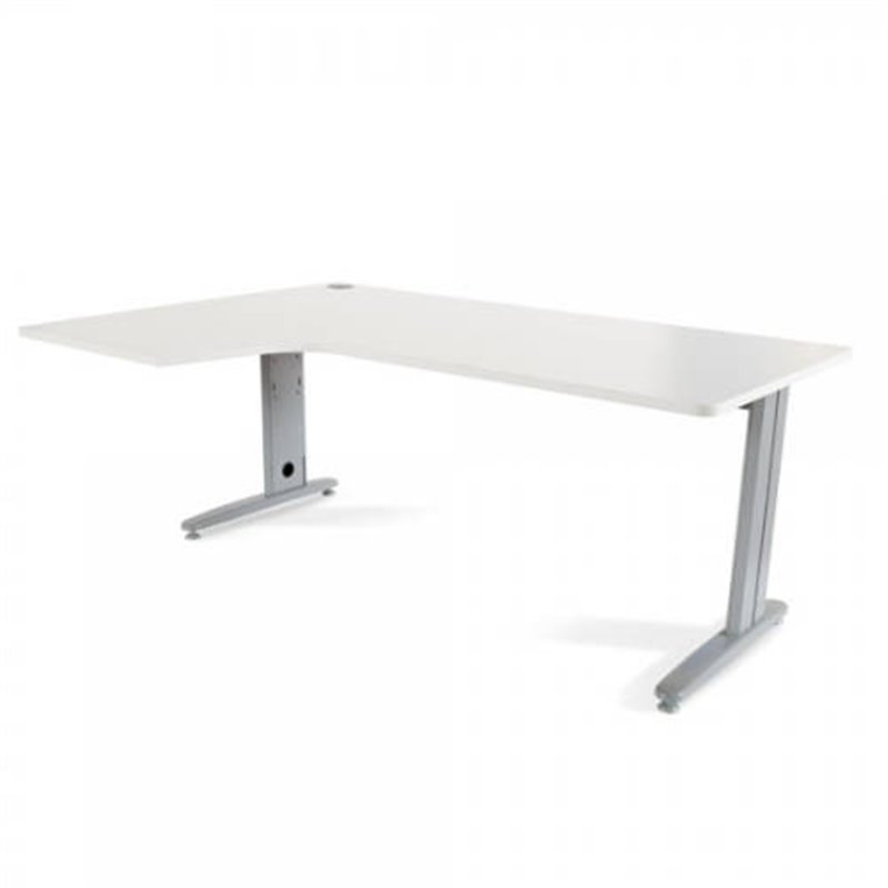 MESA DE OFICINA SERIE METAL FORMA L IZQUIERDA 180X110 GRIS / BLANCO ROCADA 2054AC04