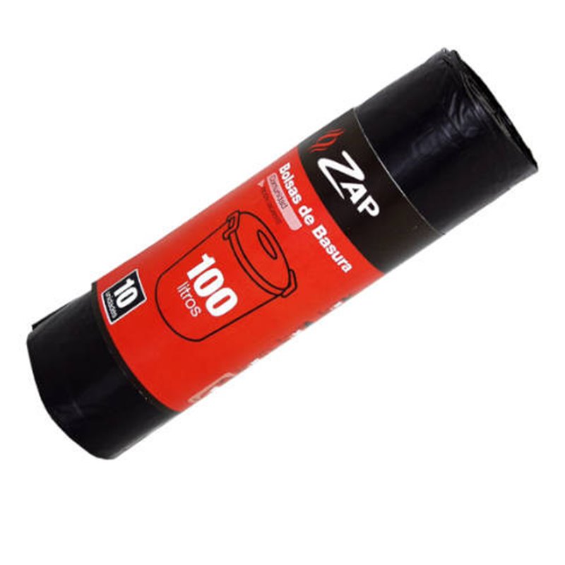 ROLLO 10 UNIDADES BOLSA BASURA NEGRO ESPECIAL COMUNIDAD 100 LITROS ZAP 320187