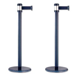 PACK 2 POSTES SEPARADOR METALICO NEGRO CON CORDON NEGRO 2 METROS 322128