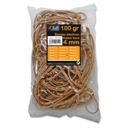 BOLSA 100 GR. GOMAS ELASTICAS Nº 12 DE 12 CM. LARGO Y 4 CM. GROSOR OFFICE CLUB 320512