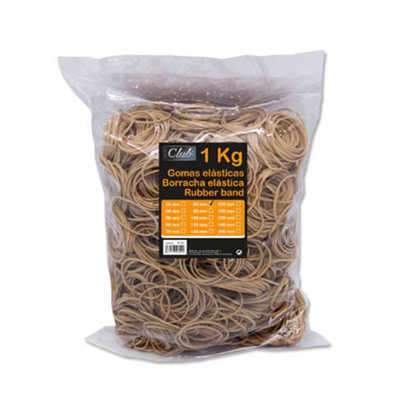 BOLSA 1 KG. GOMAS ELASTICAS Nº 80 DE 8 CM. LARGO OFFICE CLUB 300829