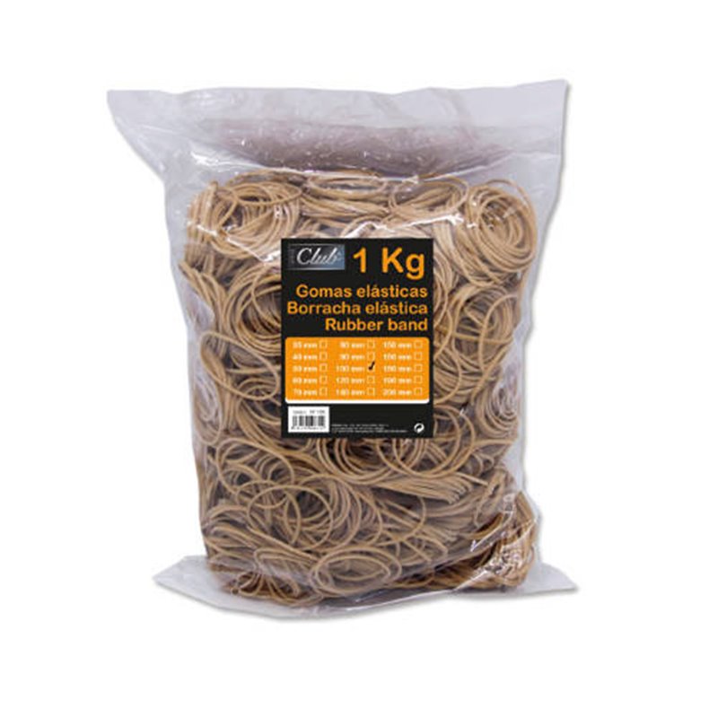 BOLSA 1 KG. GOMAS ELASTICAS Nº 100 DE 10 CM. LARGO OFFICE CLUB 300831