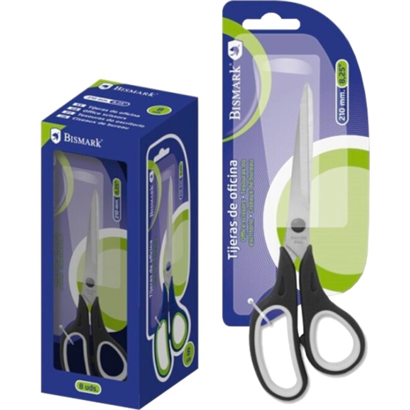 TIJERAS DE OFICINA EN ACERO INOXIDABLE 210 MM. EN BLISTER BISMARK 323824