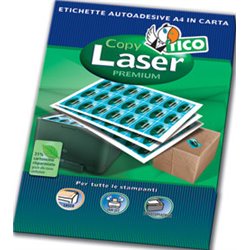 CAJA 100 HOJAS ETIQUETAS BLANCAS SIN MÁRGENES-LÁSER/LÁSER DE COLOR/INYECCIÓN DE TINTA/FOTOCOPIADORAS-70X25 MM TICO LP4W-7025