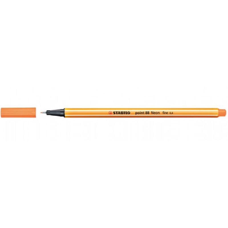 ROTULADOR PUNTA FINA POINT 88 0.4MM NARANJA NEON STABILO 88/054