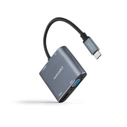 NANOCABLE CONVERSOR USB-C MACHO A HDMI HEMBRA, VGA HEMBRA, USB3.0 Y USB-C PD