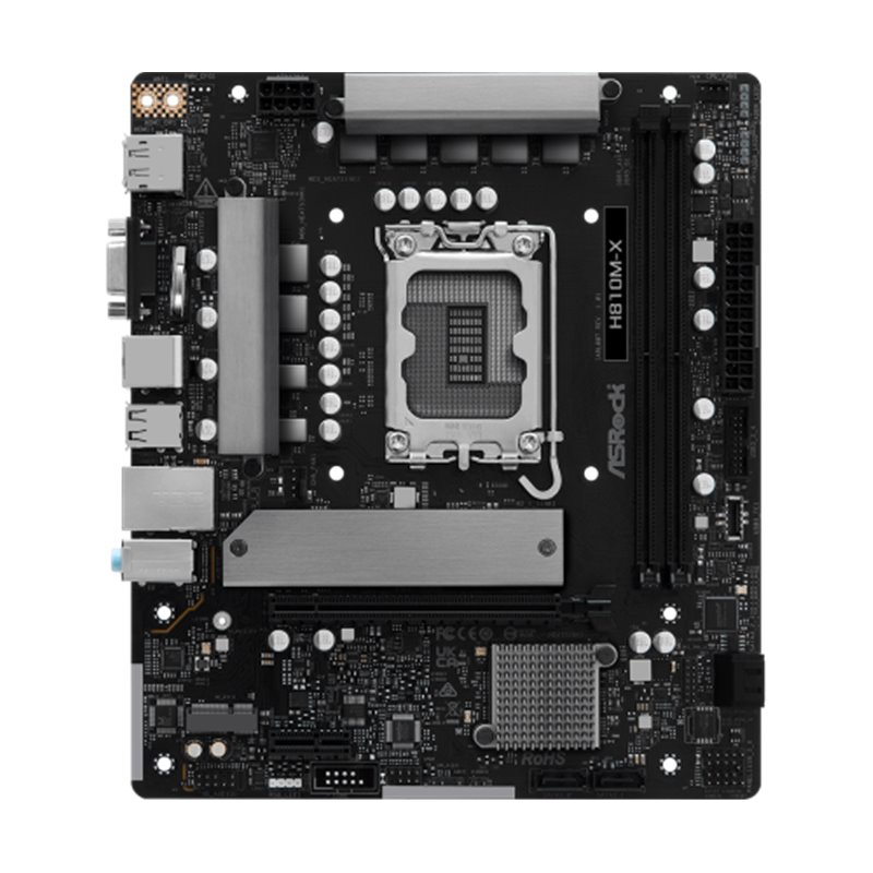 PLACA ASROCK H810M-X,INTEL,1851,H810,2DDR5,128GB,VGA+HDMI+DP,4SATA6+1M.2,2.5GBLAN,5USB3.2,MATX