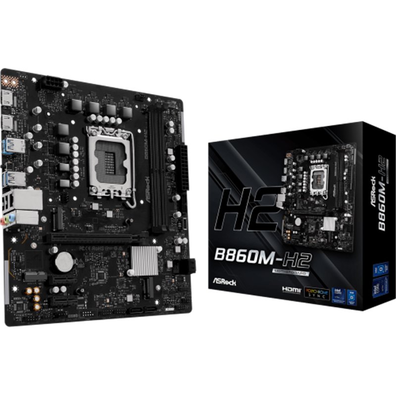 PLACA ASROCK B860M-H2,INTEL,1851,B860,2DDR5,128GB,2HDMI,4SATA3+2M.2,1GBELAN,7USB3.2,MATX