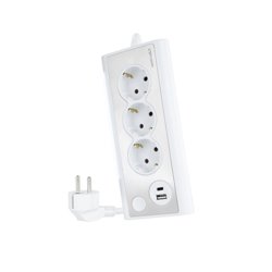 Nanocable Regleta de Sobremesa con 3 Tomas de Tierra y 2 USB´s con Luz, Blanco