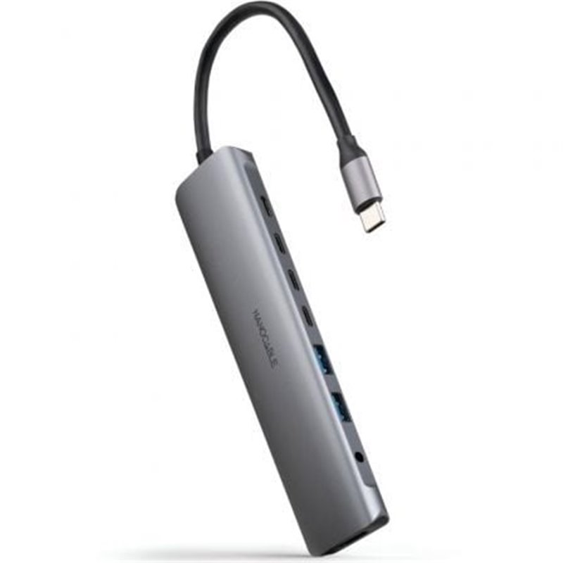 Docking Tipo-C Nanocable 10.16.4608/ 2xUSB/ 3xUSB Tipo-C/ 1xHDMI 4K/ 1xJack 3.5/ 1xUSB Tipo-C PD/ Gris