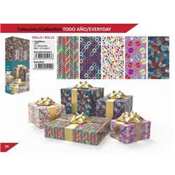 PAPEL REGALO COLOR SURTIDOS 70x200 cm.