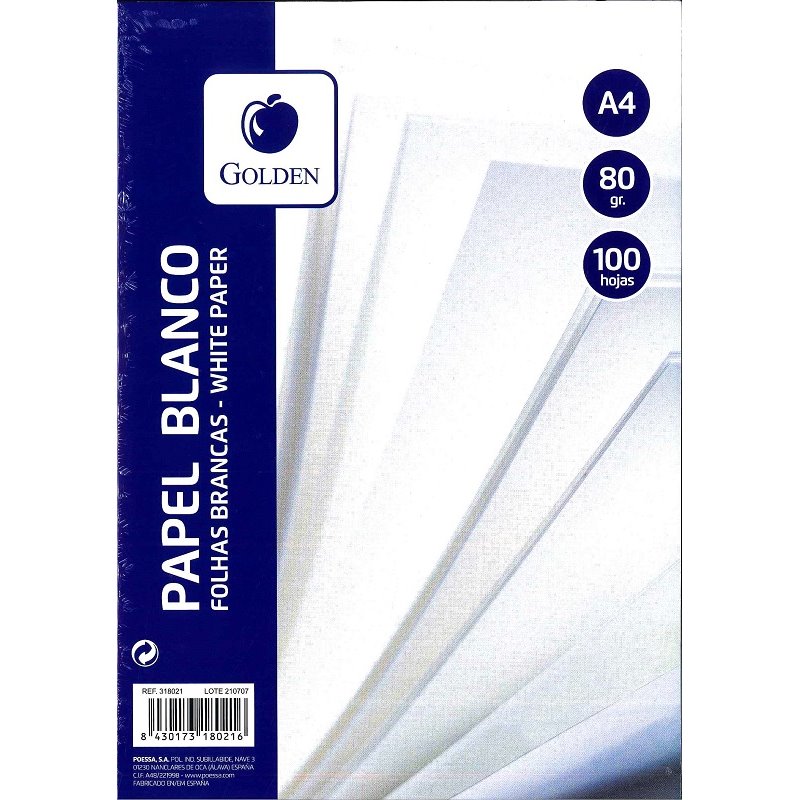 PAQUETE FOLIOS A4 BLANCOS 100uni.
