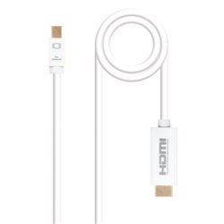 Nanocable Cable conversor Mini DP a HDMI, Mini DP/M - HDMI/M, Blanco, 2.0 M