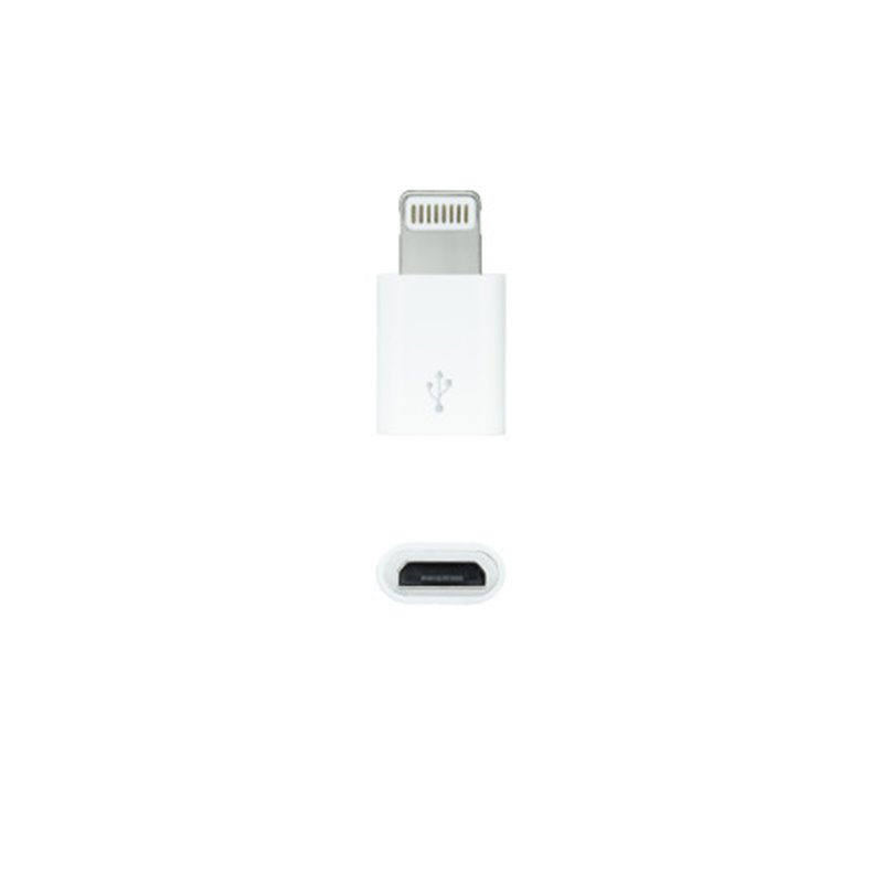 Nanocable Adaptador Lightning a Micro USB, Lightning/M-Micro B/H Blanco