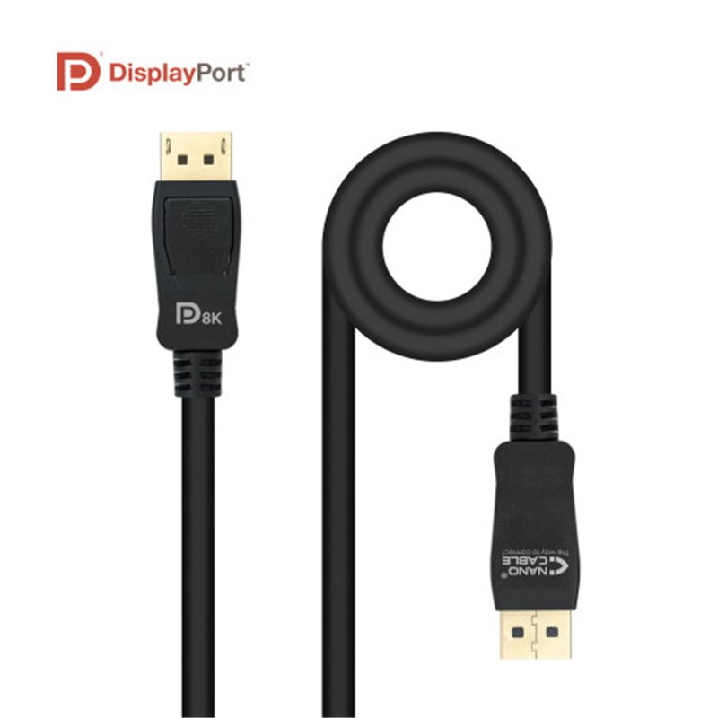 Nanocable Cable DISPLAYPORT 1.4 CERTIFICADO VESA, DP/M – DP/M, Negro, 0.5 m