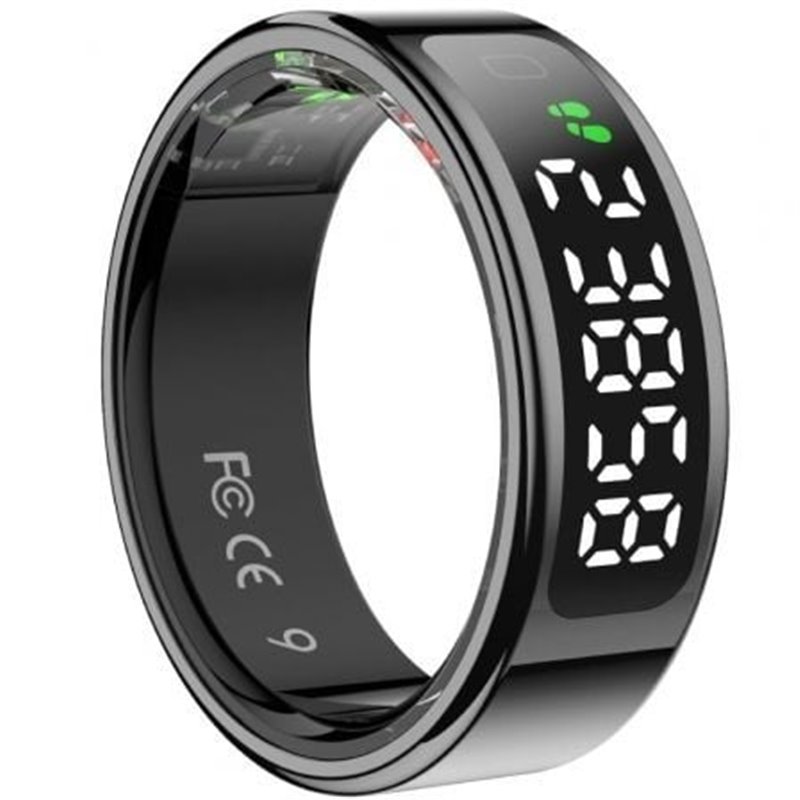 Anillo Inteligente Leotec K�r Mau Smart Ring Talla 8/ �18.3mm/ Notificaciones/ Frecuencia Card�aca/ Negro