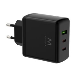 (ABM) EWENT CARGADOR GAN FAST DE 65W, 3 PUERTOS (2 USB-C PD Y 1USB-A QC) DISEÑO COMPACTO