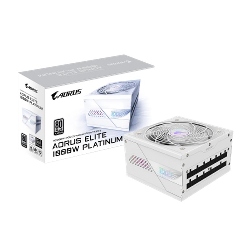 GIGABYTE AORUS ELITE P1000W ICE Fuente de Alimentación - PCIe 5.0, 80 PLUS Platinum, Diseño completamente modular, Ventilador de