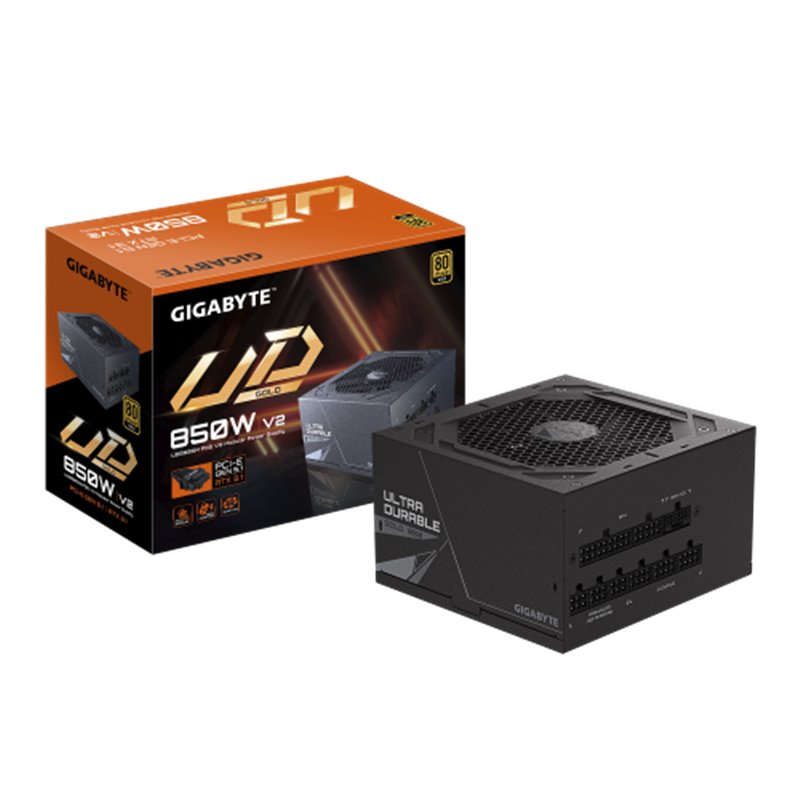 GIGABYTE UD850GM PG5 V2 Fuente de Alimentación – PCIe Gen 5.1, 80 PLUS Gold, Diseño completamente modular, Ventilador de 120 mm,