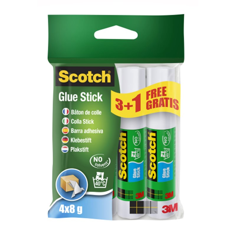 PACK 3+1 BARRAS ADHESIVO PERMANENTE 8G 6232SN SCOTCH 7100115629