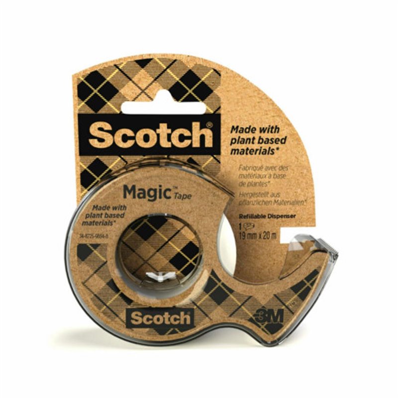 ROLLO CINTA INVISIBLE 19MM X 20M MAGICDE ORIGEN VEGETAL CON DISPENSADOR RECICLADO 9-1920D SCOTCH 7100082821