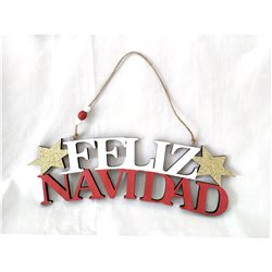 CARTEL COLGANTE FELIZ NAVIDAD 8X27CM
